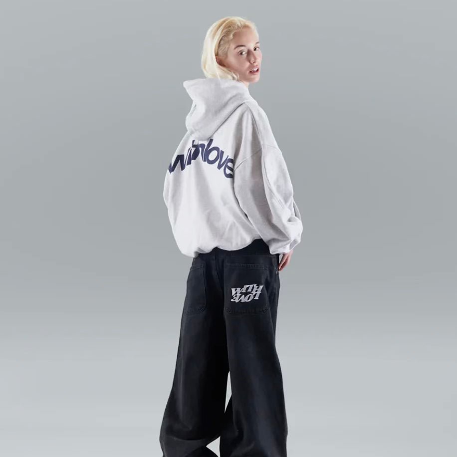 Women's Hoodie | Oversized Curved Back Print, Balloon Sleeves