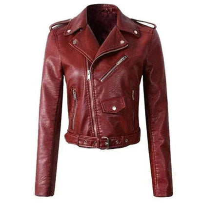 Women's Jacket | Asymmetric Zip, Buckled Waist Belt