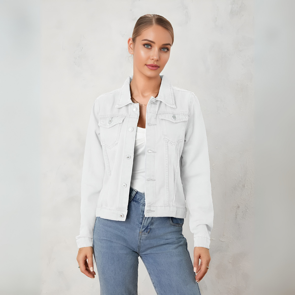 Women's Jacket | Cropped Button Front, Chest Flap Pockets