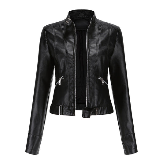 Women's Jacket | High Collar & Belt Detail