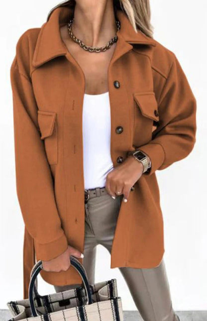 Women's Jacket | Self Tie Belt, Chest Flap Pockets