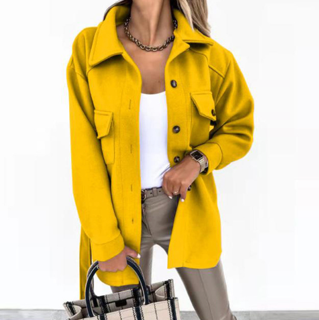 Women's Jacket | Self Tie Belt, Chest Flap Pockets