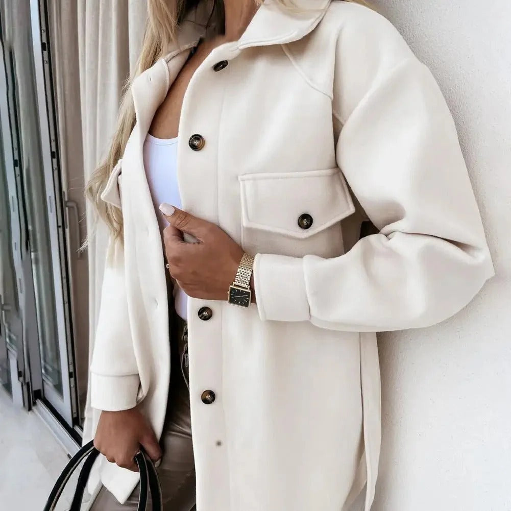 Women's Jacket | Self Tie Belt, Chest Flap Pockets