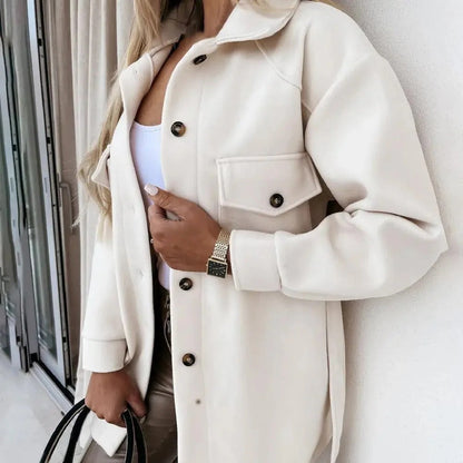 Women's Jacket | Self Tie Belt, Chest Flap Pockets