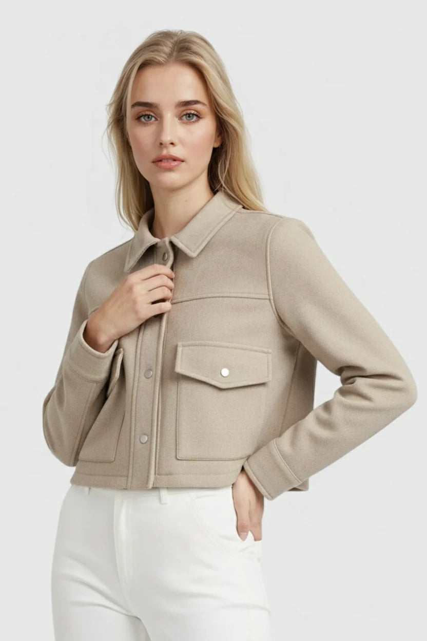 Women's Jacket | Snap Front Closure, Flap Chest Pockets