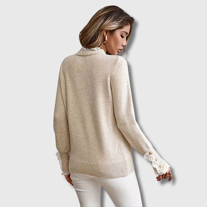 Women's Jumper | Lace Trim & Button Detail