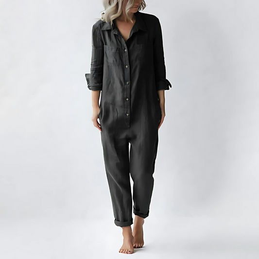 Women's Jumpsuit | Button-Up Collared Utility