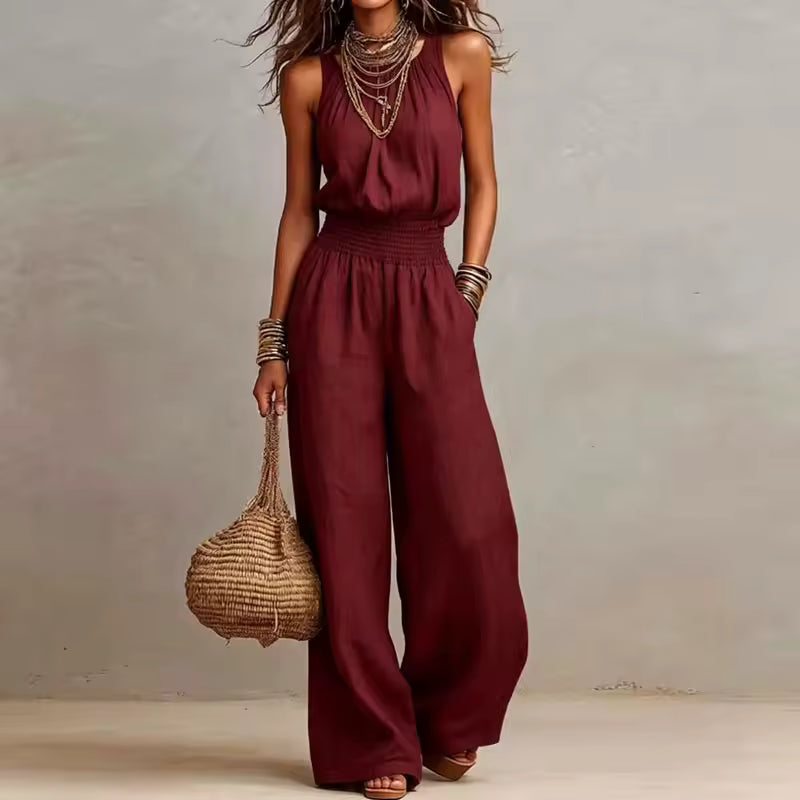 Women's Jumpsuit | Halter Neck Wide Leg & Open Back