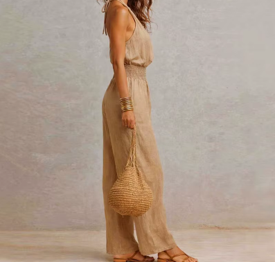 Women's Jumpsuit | Halter Neck Wide Leg & Open Back