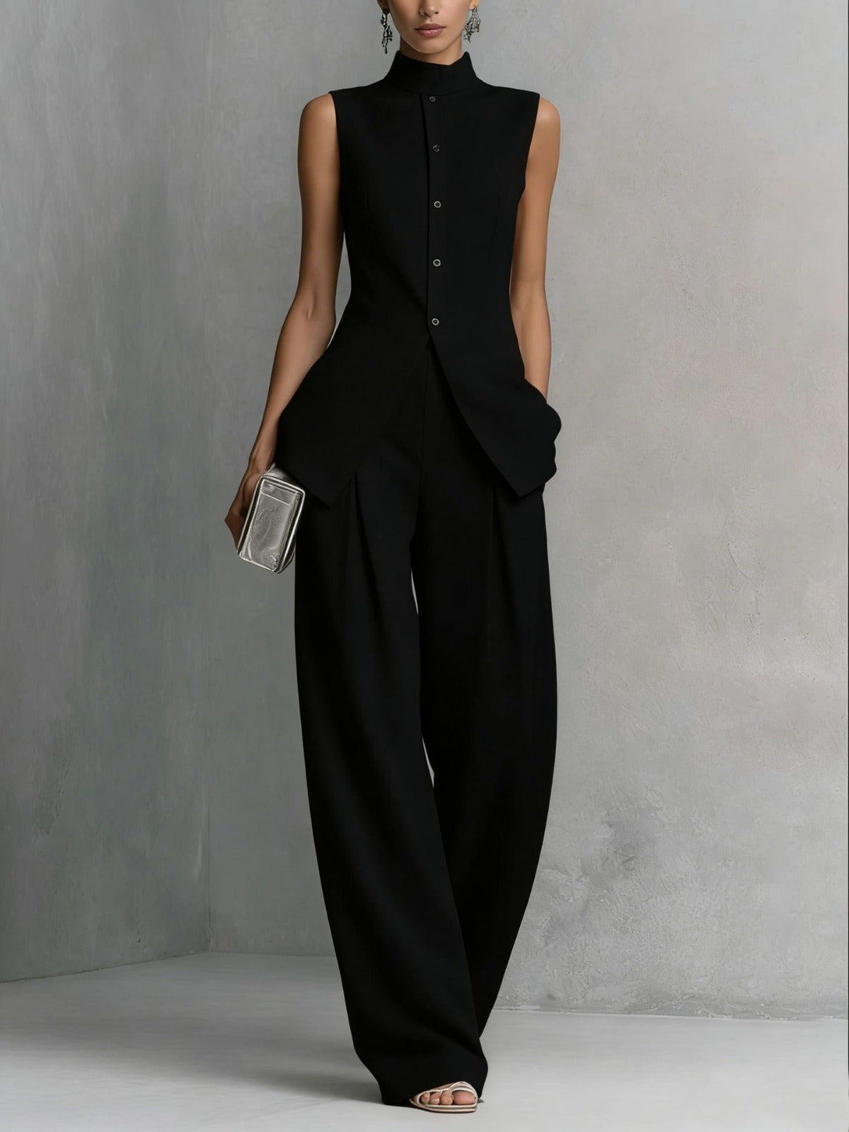 Women's Jumpsuit | Two-Piece High Neck & Wide Leg Set