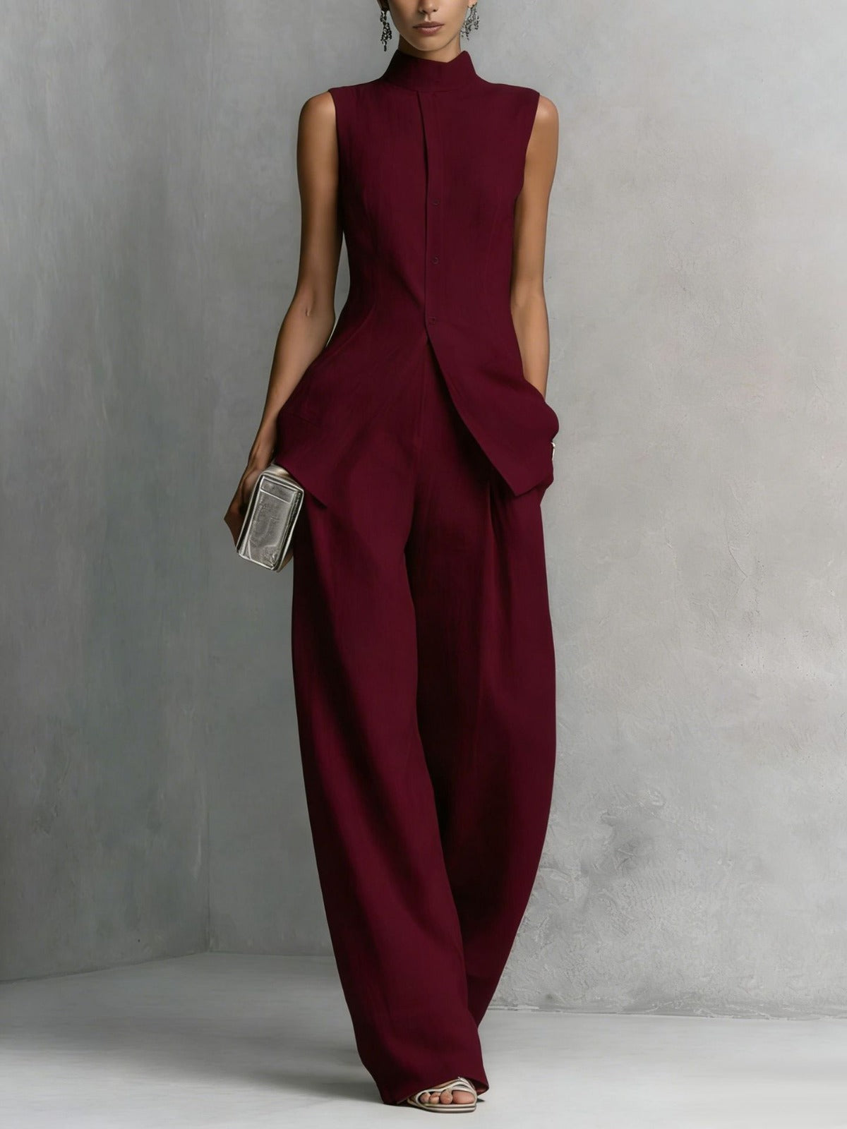 Women's Jumpsuit | Two-Piece High Neck & Wide Leg Set