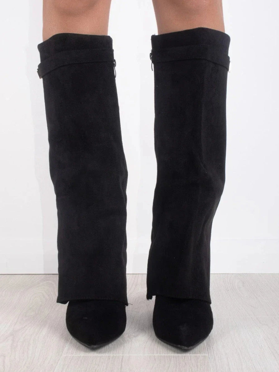 Women's Knee High Boots | Block Heel & Buckle Detail