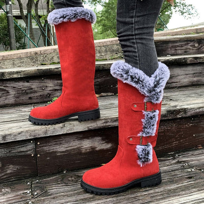 Women's Knee High Boots | Fur Trim & Buckle Straps