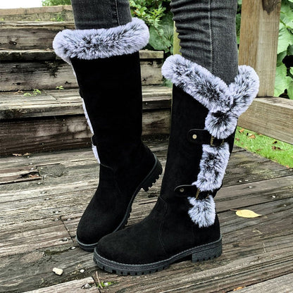 Women's Knee High Boots | Fur Trim & Buckle Straps