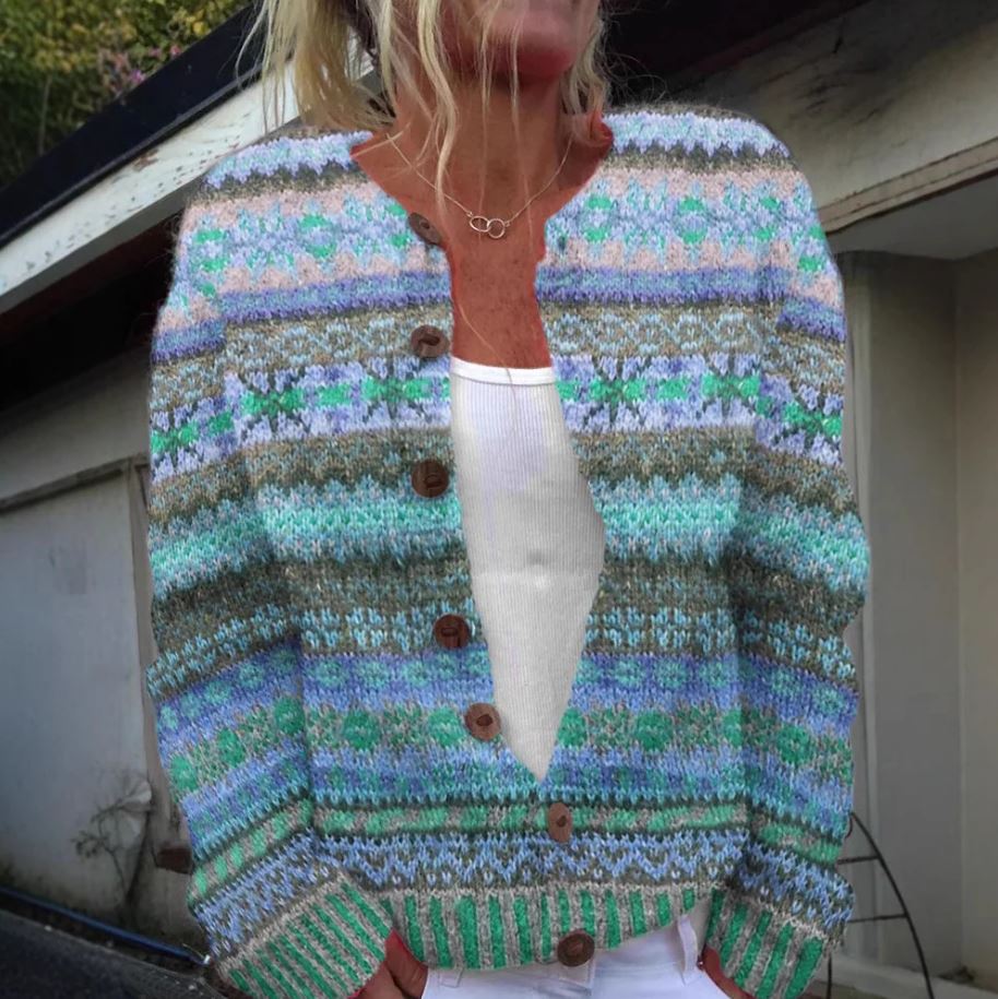 Women's Knit Cardigan | Festive Pattern & Lightweight Warmth
