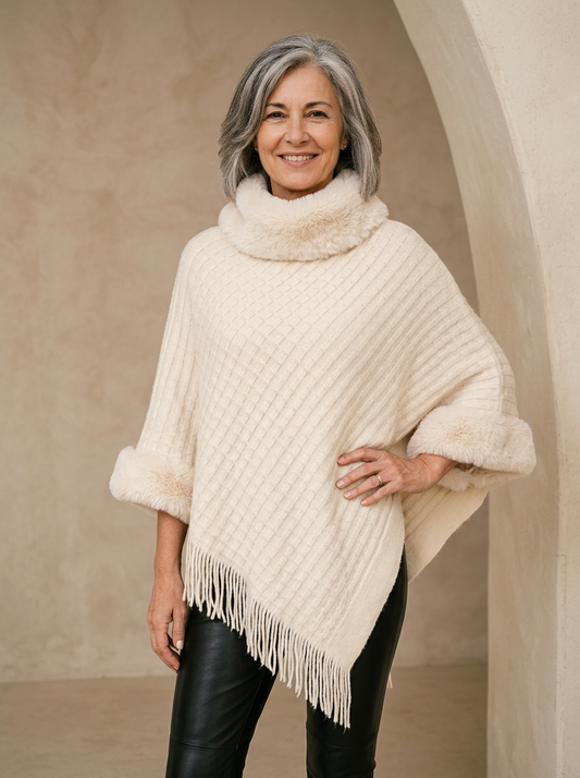 Women's Knit Poncho | Relaxed Fit & Cosy Cowl Neck