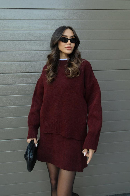 Women's Knit Sweater Set | Coordinated Mini Skirt Outfit