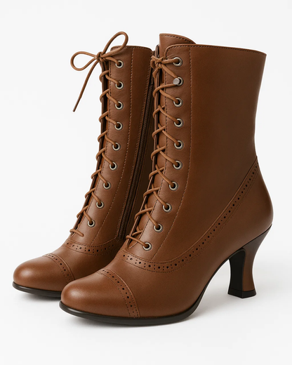 Women's Lace-Up Ankle Boots | Vintage Style & Secure Fit
