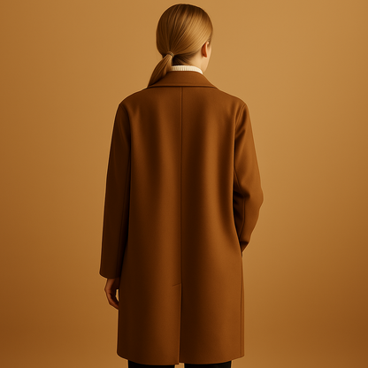 Women's Long Double-Breasted Coat - Cozy Lining for Chic Occasions