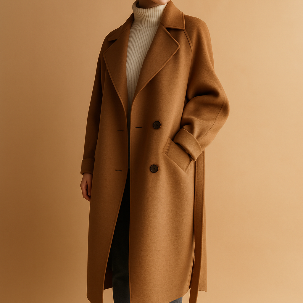 Women's Long Double-Breasted Coat - Cozy Lining for Chic Occasions