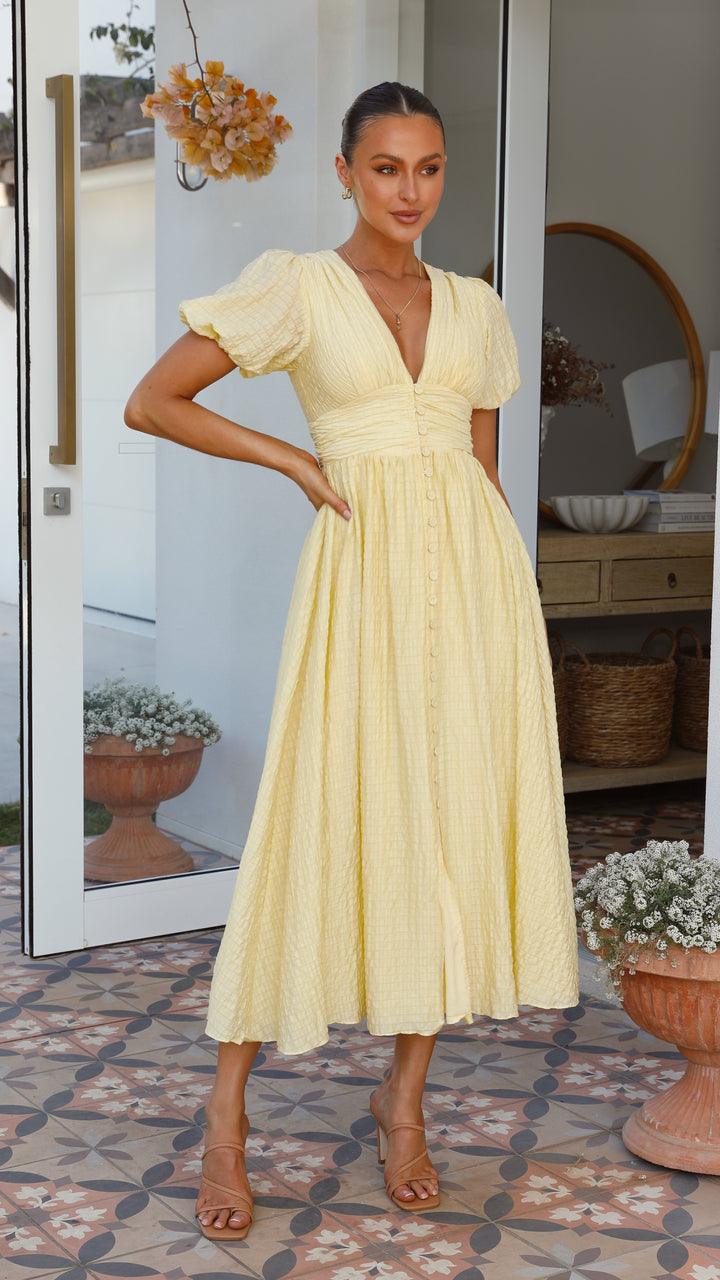 Women's Long Dress | Button-Front V-Neck Design
