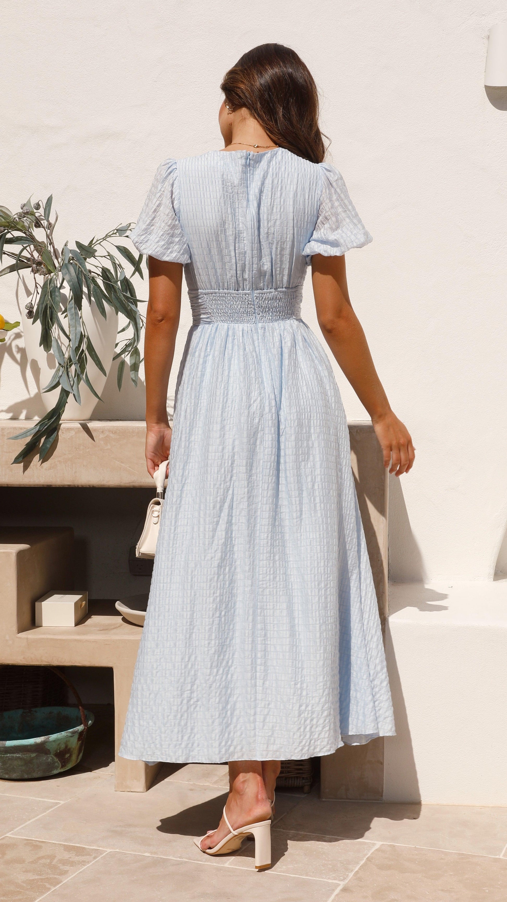 Women's Long Dress | Button-Front V-Neck Design