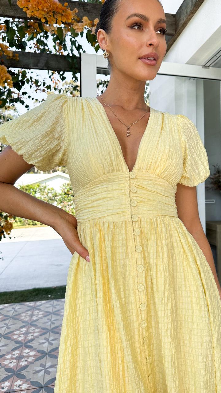 Women's Long Dress | Button-Front V-Neck Design
