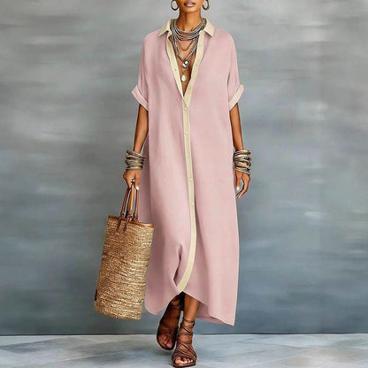 Women's Long Dress | Short Sleeve Shirt Maxi & Relaxed Fit