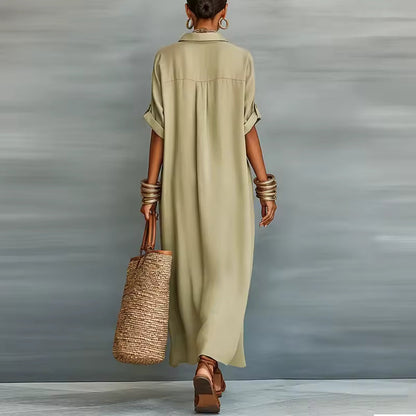 Women's Long Dress | Short Sleeve Shirt Maxi & Relaxed Fit