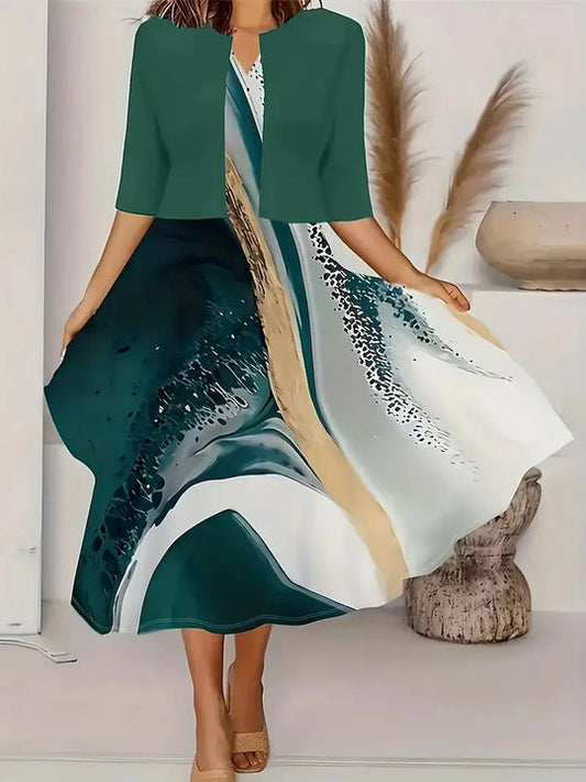 Women's Long Dress | Two Piece Bolero Set