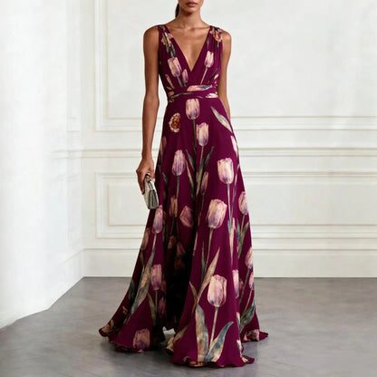 Women's Long Dress | V-Neck Maxi Design