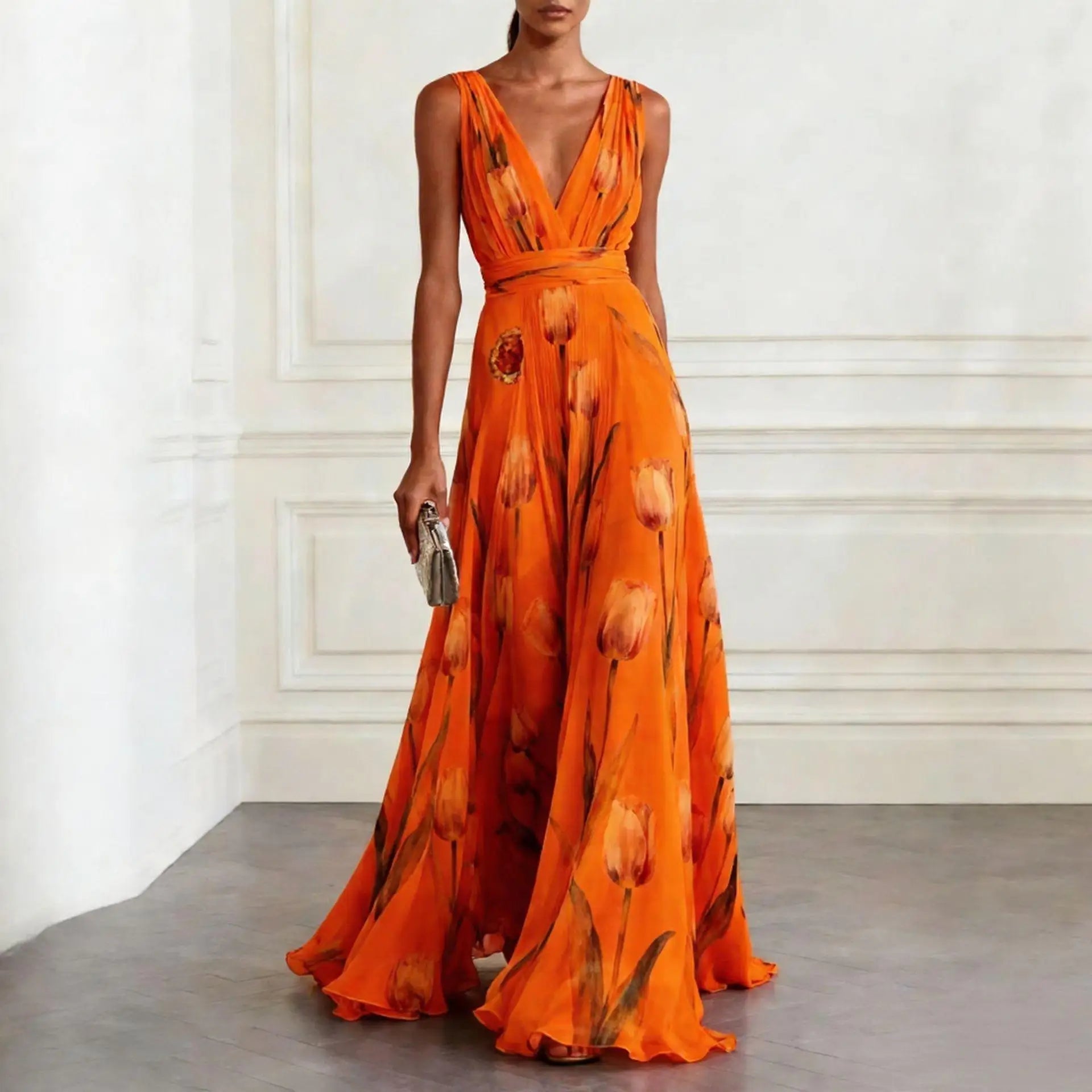 Women's Long Dress | V-Neck Maxi Design