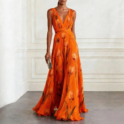 Women's Long Dress | V-Neck Maxi Design