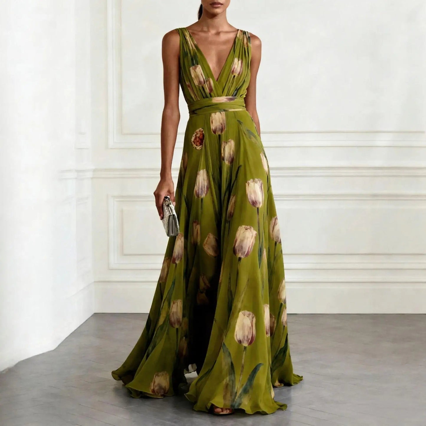 Women's Long Dress | V-Neck Maxi Design