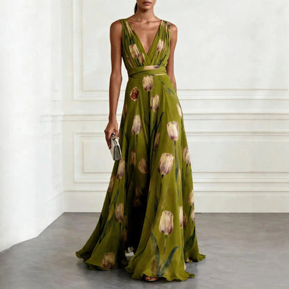 Women's Long Dress | V-Neck Maxi Design