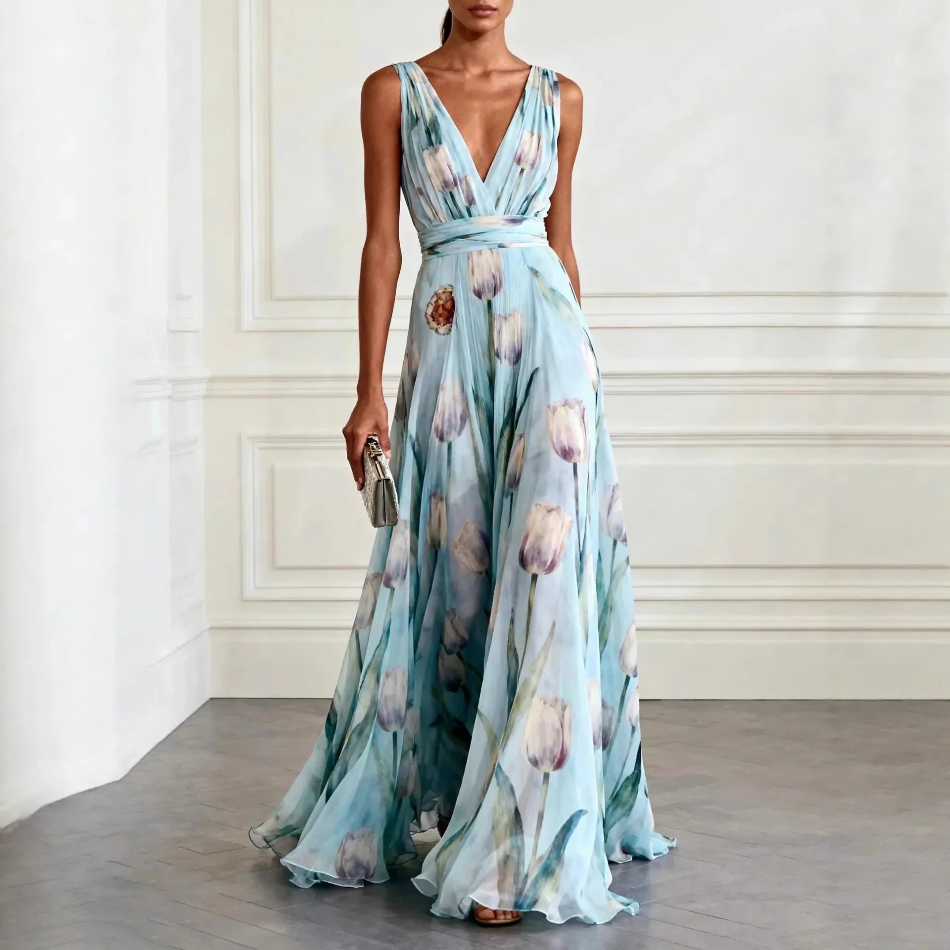 Women's Long Dress | V-Neck Maxi Design