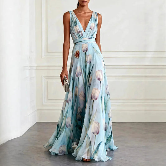 Women's Long Dress | V-Neck Maxi Design