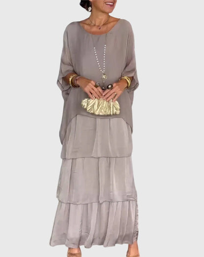 Women's Long Flowing Dress | Tiered Design & Vibrant Boho Print