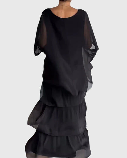 Women's Long Flowing Dress | Tiered Design & Vibrant Boho Print