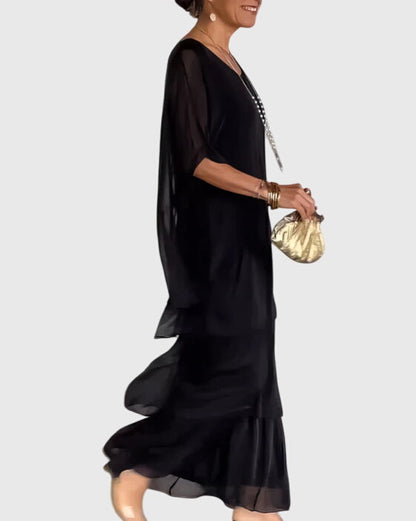 Women's Long Flowing Dress | Tiered Design & Vibrant Boho Print