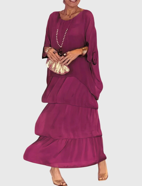 Women's Long Flowing Dress | Tiered Design & Vibrant Boho Print