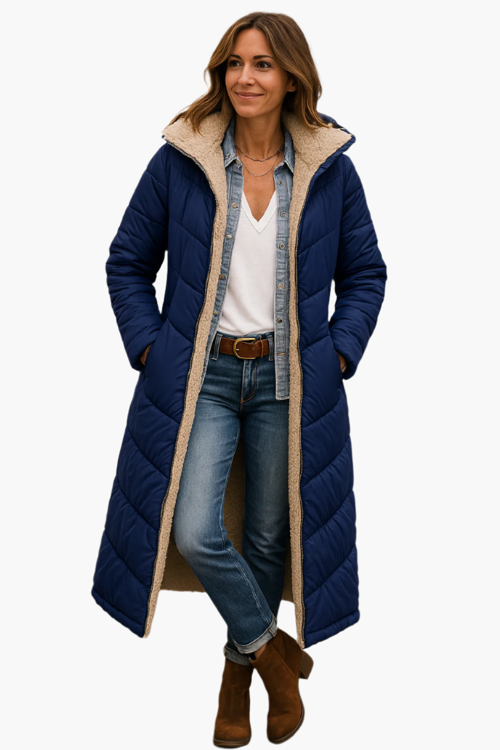 Women's Long Puffer Coat | Warm & Lined