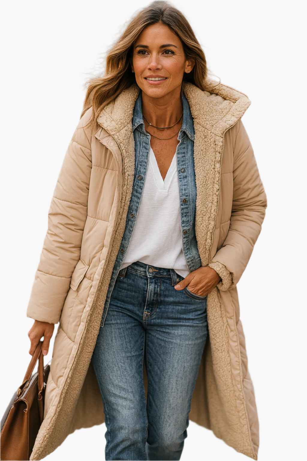 Women's Long Puffer Coat | Warm & Lined