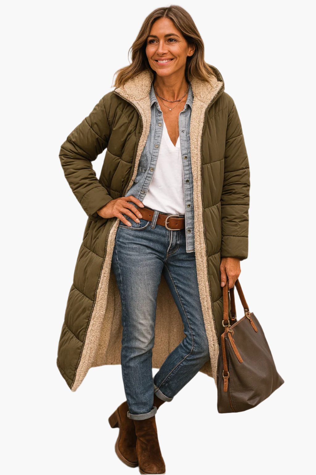 Women's Long Puffer Coat | Warm & Lined
