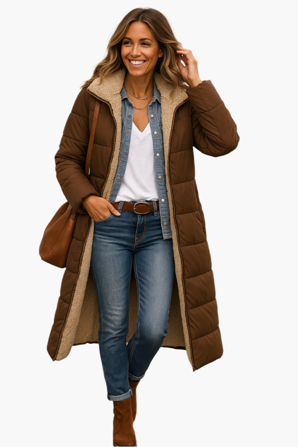Women's Long Puffer Coat | Warm & Lined
