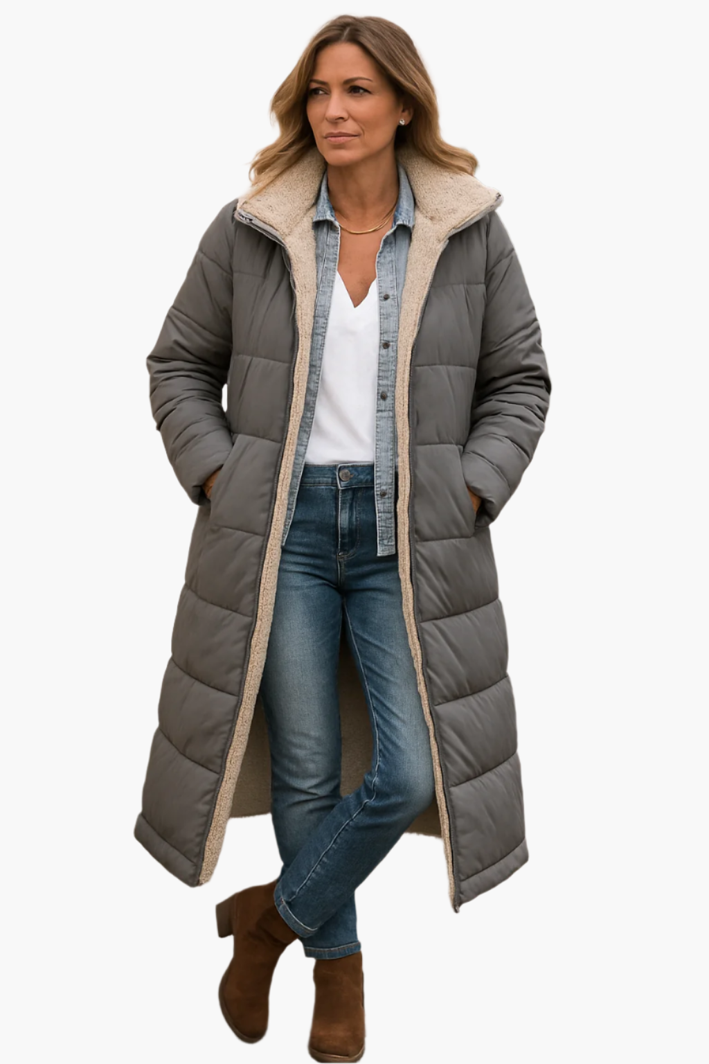 Women's Long Puffer Coat | Warm & Lined