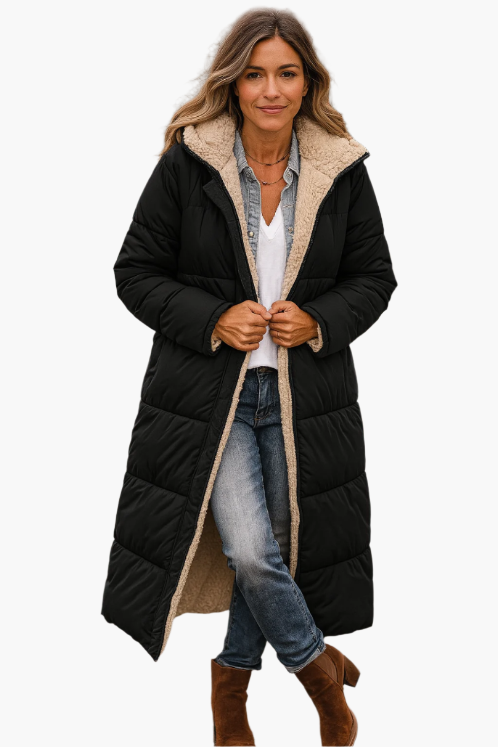 Women's Long Puffer Coat | Warm & Lined