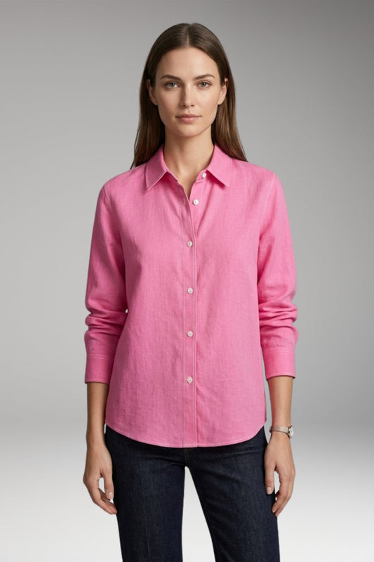 Women's Long Sleeve Blouse | Point Collar, Buttoned Cuffs