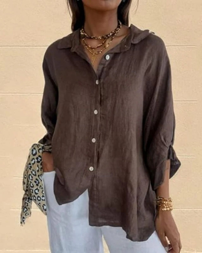 Women's Long Sleeve Blouse | Relaxed Button-Down Casual Chic