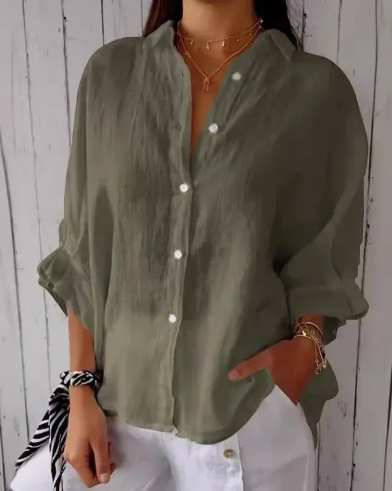 Women's Long Sleeve Blouse | Relaxed Button-Down Casual Chic